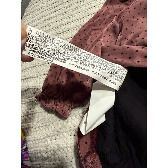 Zara Satin Polka Dot Dress Ruffle Long Sleeve Baby Girl 18-24M Spain Mauve - Picture 5 of 6